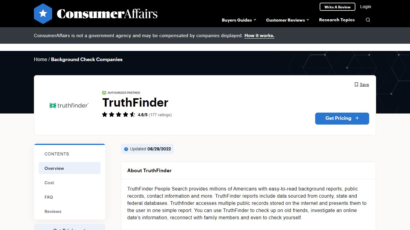 Top 192 TruthFinder Reviews - ConsumerAffairs